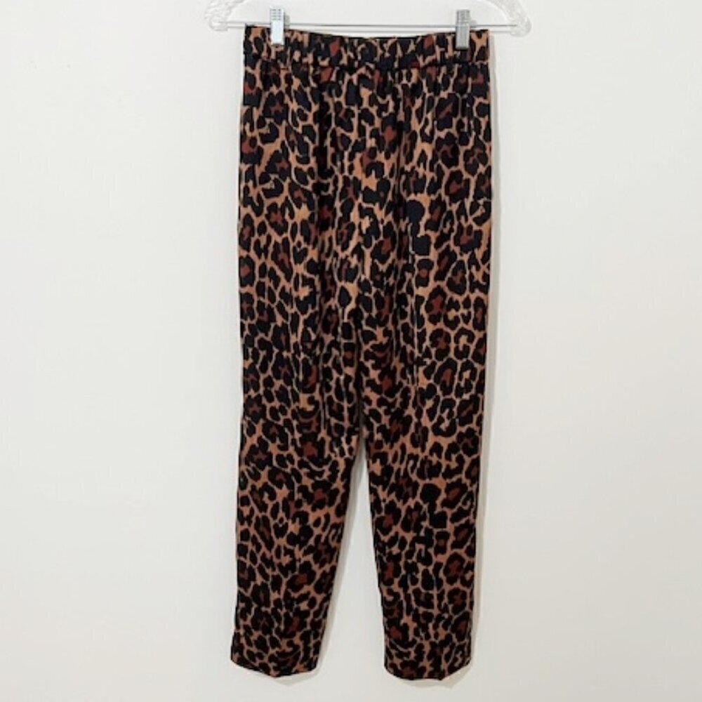J. Crew High-Rise Wide-Leg Trousers in Leopard Print Women's Size 00 (XXS) - Picture 3 of 5